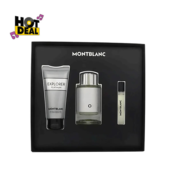 Mont Blanc Mont Explorer Platinum Gift Set For Men - HOT DEAL