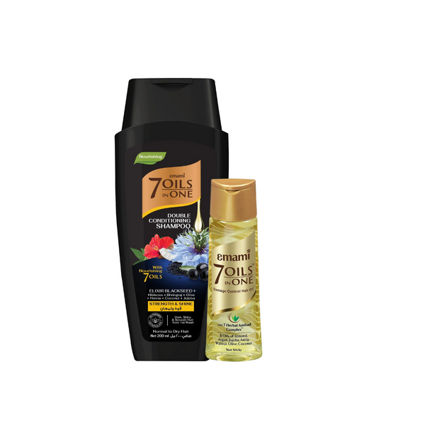 Emami 7 Oils in One Double Conditioning Shampoo Elixir Black Seed Set 400ml